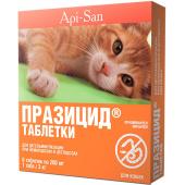 Празицид таблетки для кошек для дегельминтизации при нематодозах и цестодозах (6 таблеток по 200 мг)
